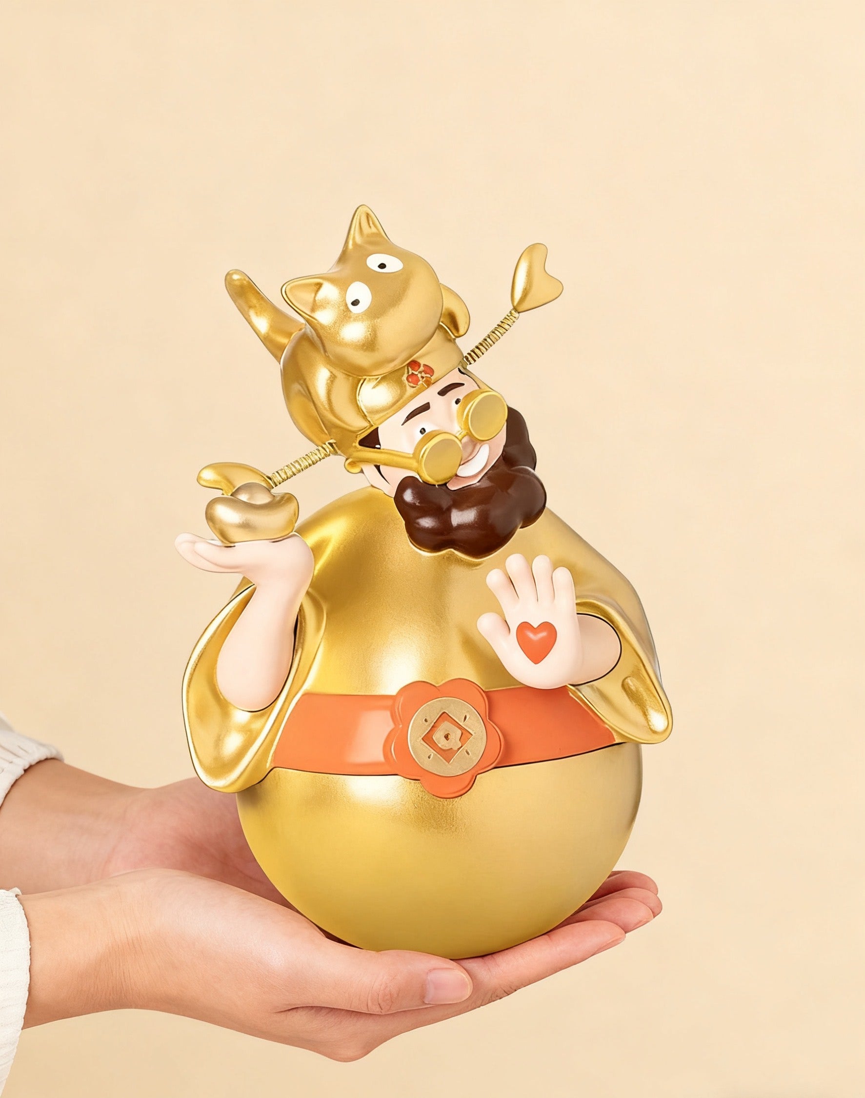 Authentic Chinese God of Wealth Figurine Tumbler - Tip-Proof Handmade Craft, Represents Secure Prosperity | Living Room Decor & Birthday Gift