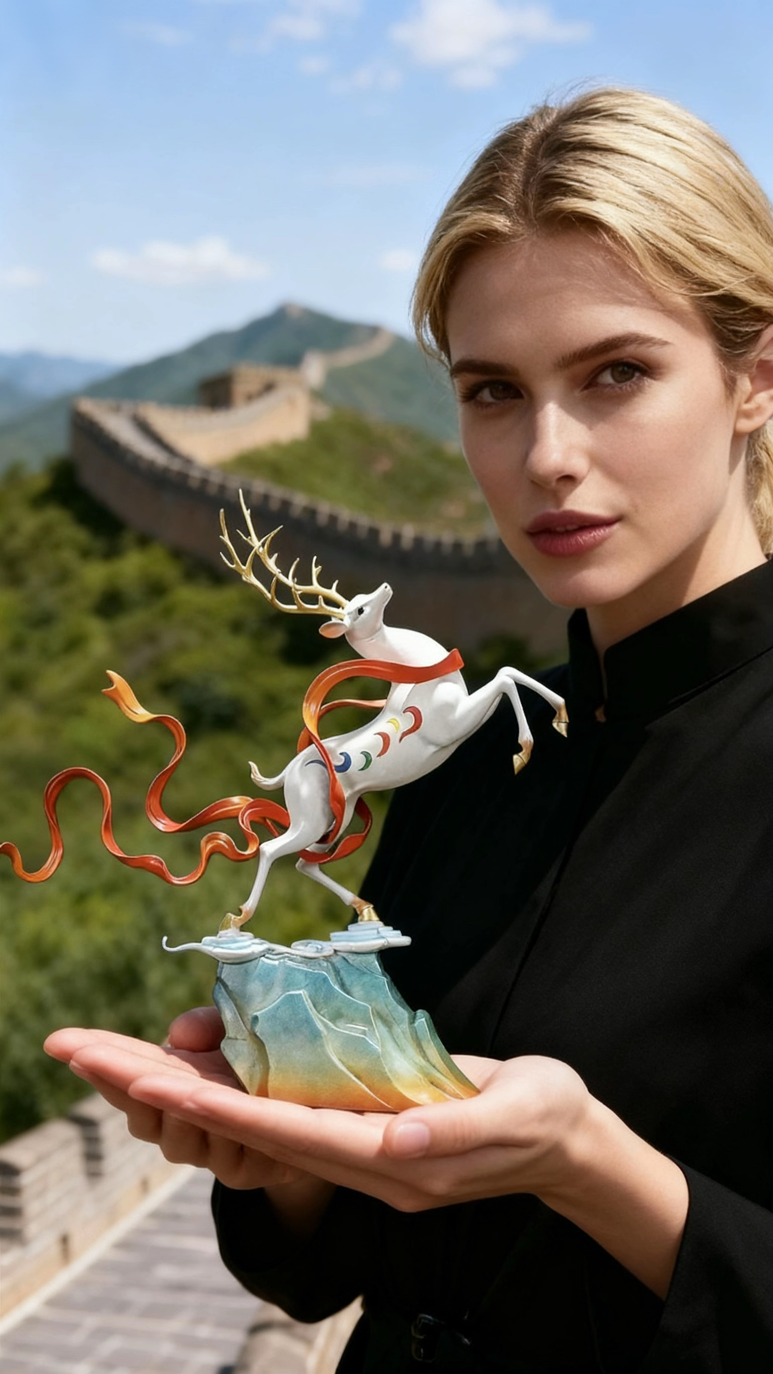 Lucky Nine-Color Deer Decor | Handcrafted Dunhuang Mythical Figure for Home & Good Fortune