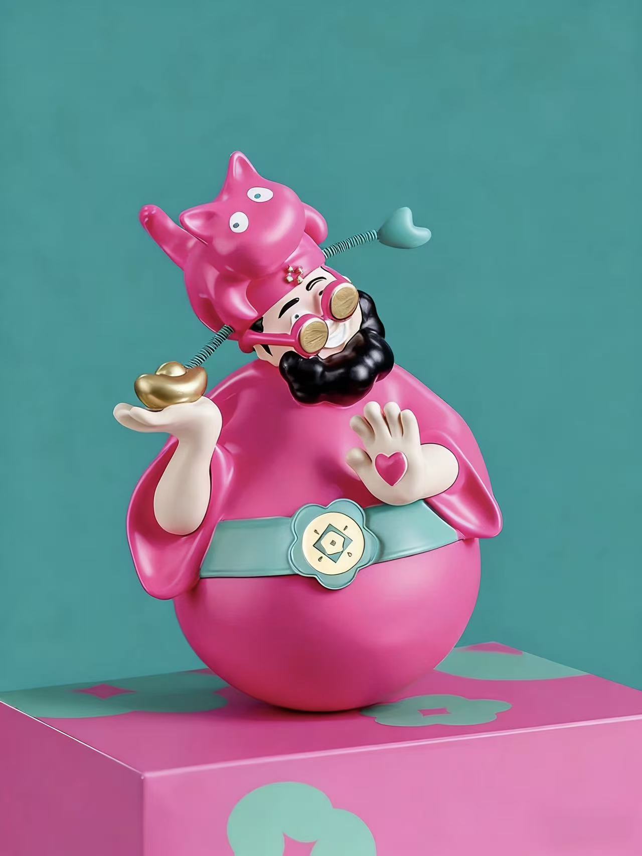 Authentic Chinese God of Wealth Figurine Tumbler - Tip-Proof Handmade Craft, Represents Secure Prosperity | Living Room Decor & Birthday Gift
