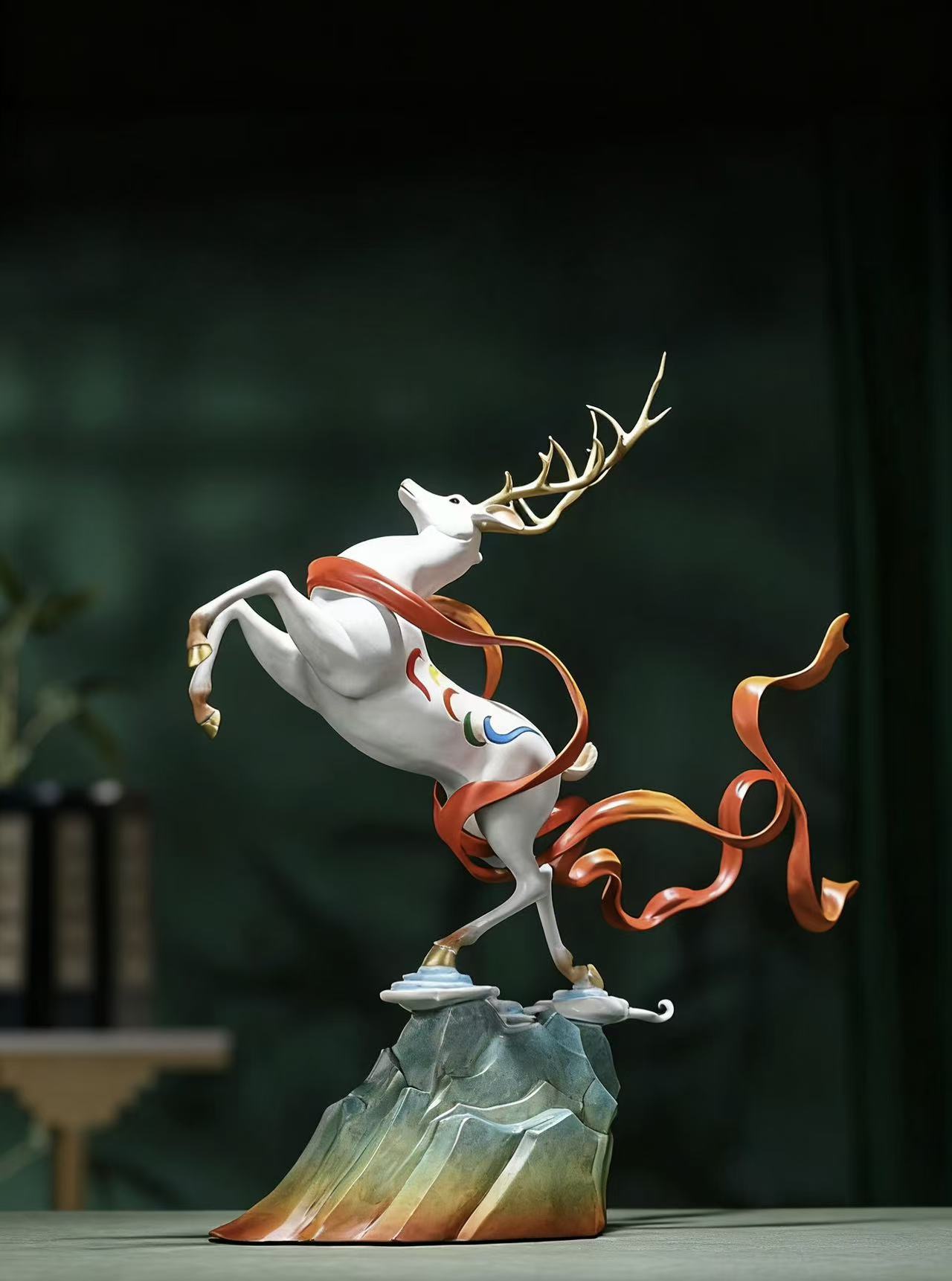 Lucky Nine-Color Deer Decor | Handcrafted Dunhuang Mythical Figure for Home & Good Fortune