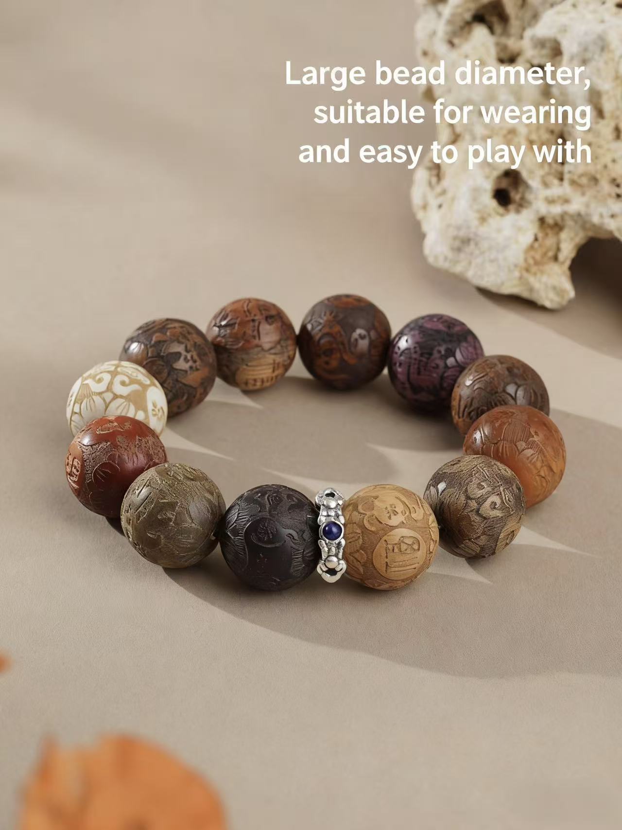 Chinese ICH Zodiac Bracelet for Birth Year - Made of Green Sandalwood, Huanghuali & Golden Nanmu